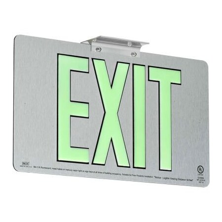 Hubbell Lighting Dual-Lite DPLPM50SBA Exit Sign, Brushed Aluminum Face & Back w/Photoluminescent Letters, Single Face DPLPM50SBA